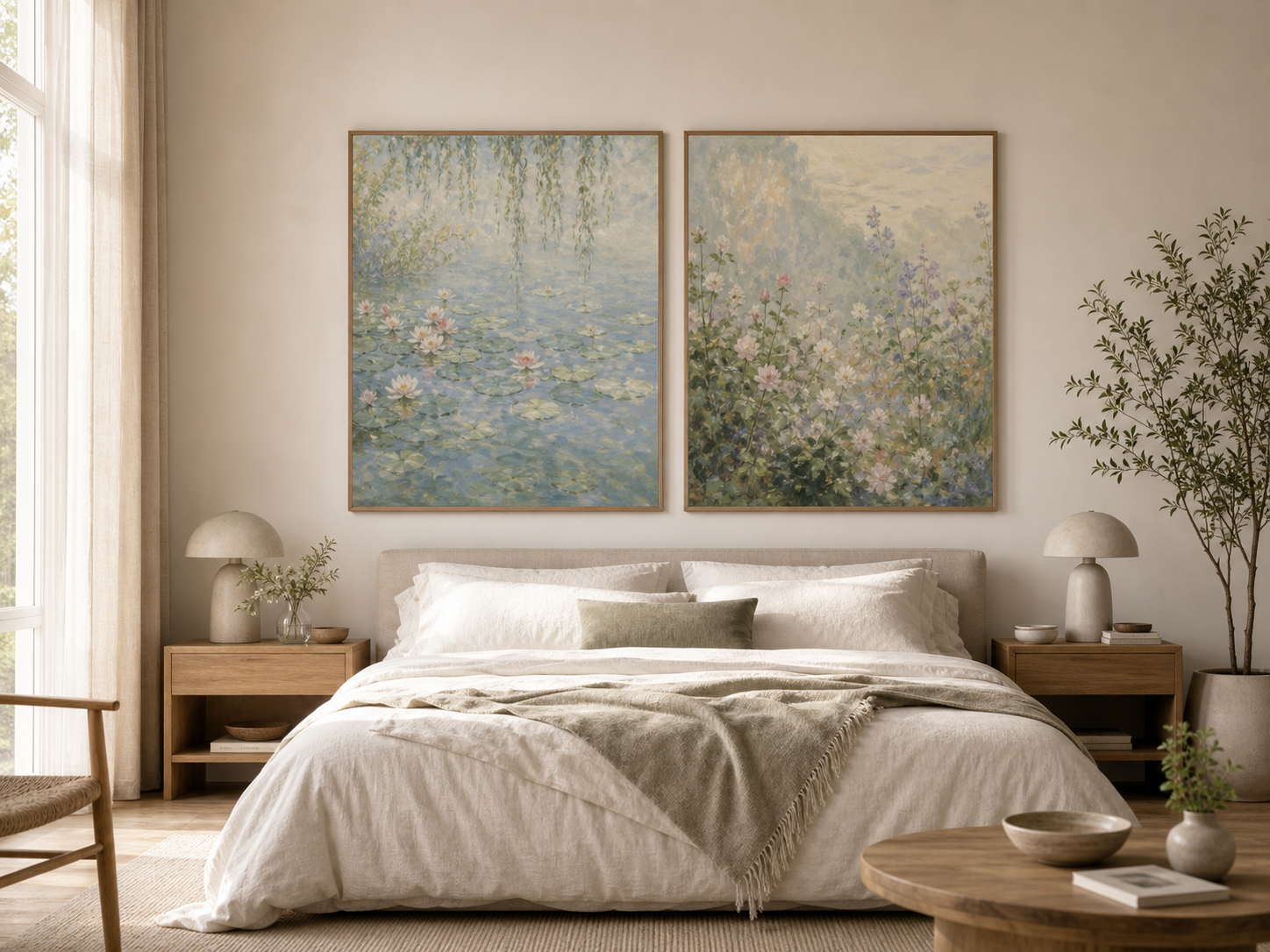 Villa bedroom soft landscape artwork interior scene